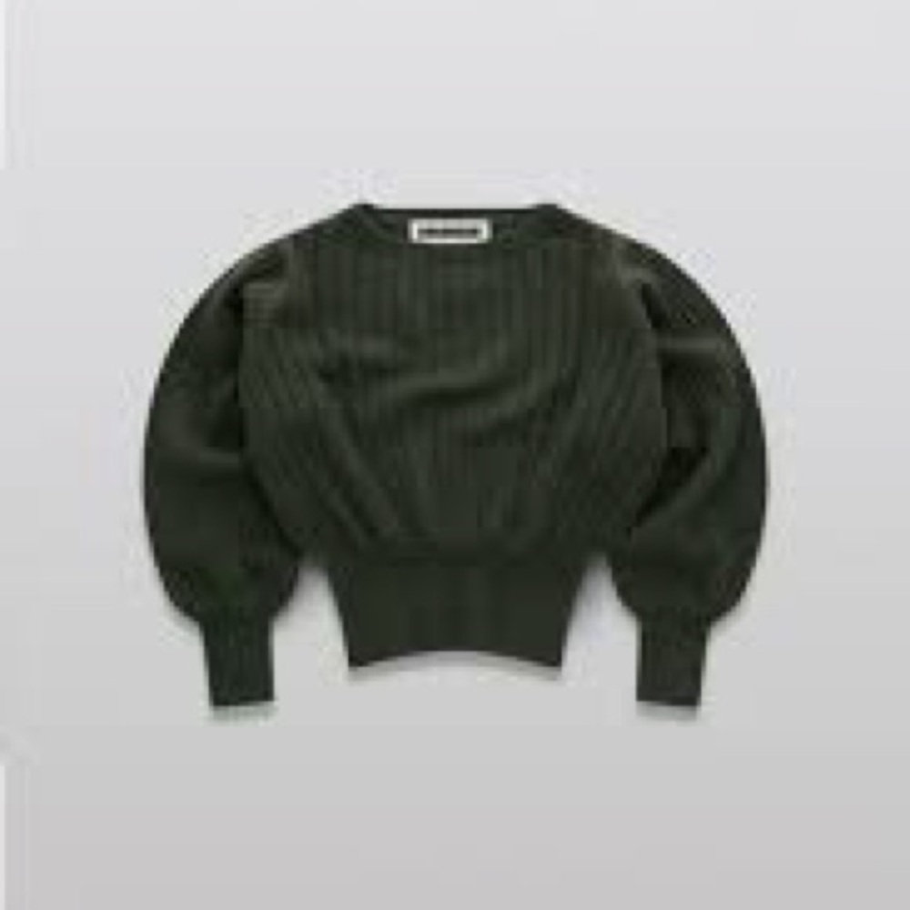 Colorush C~RUSH Prague lux balloon sleeve cashmere sweater in olive green